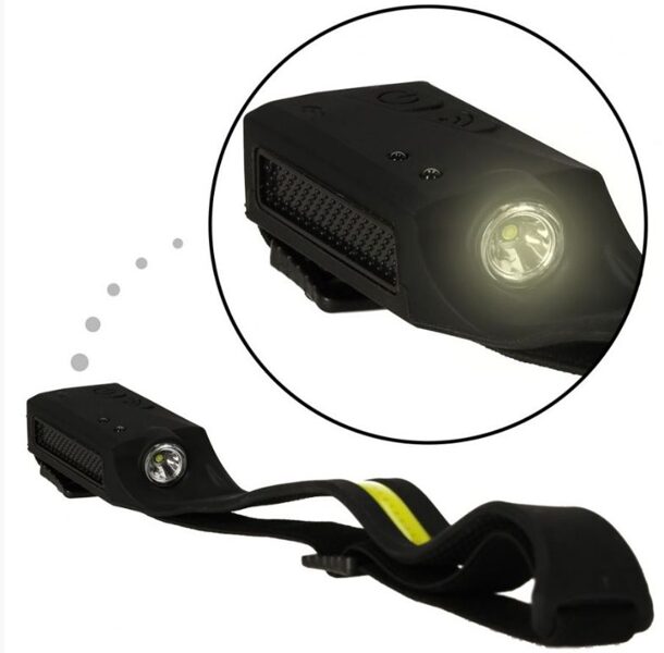 Galvas lukturis LED USB uzlādējams ar kustības sensoru